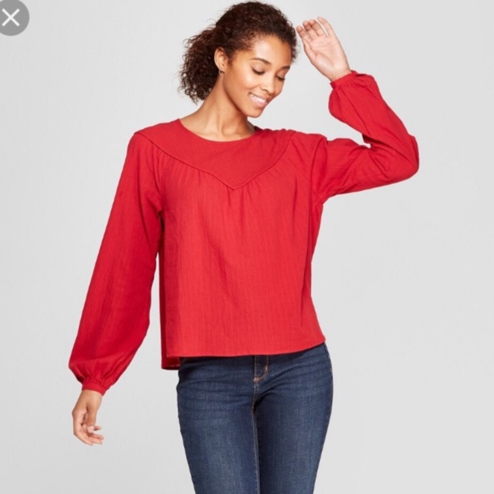 Red Long Sleeve Blouse by Universal Thread Size XS